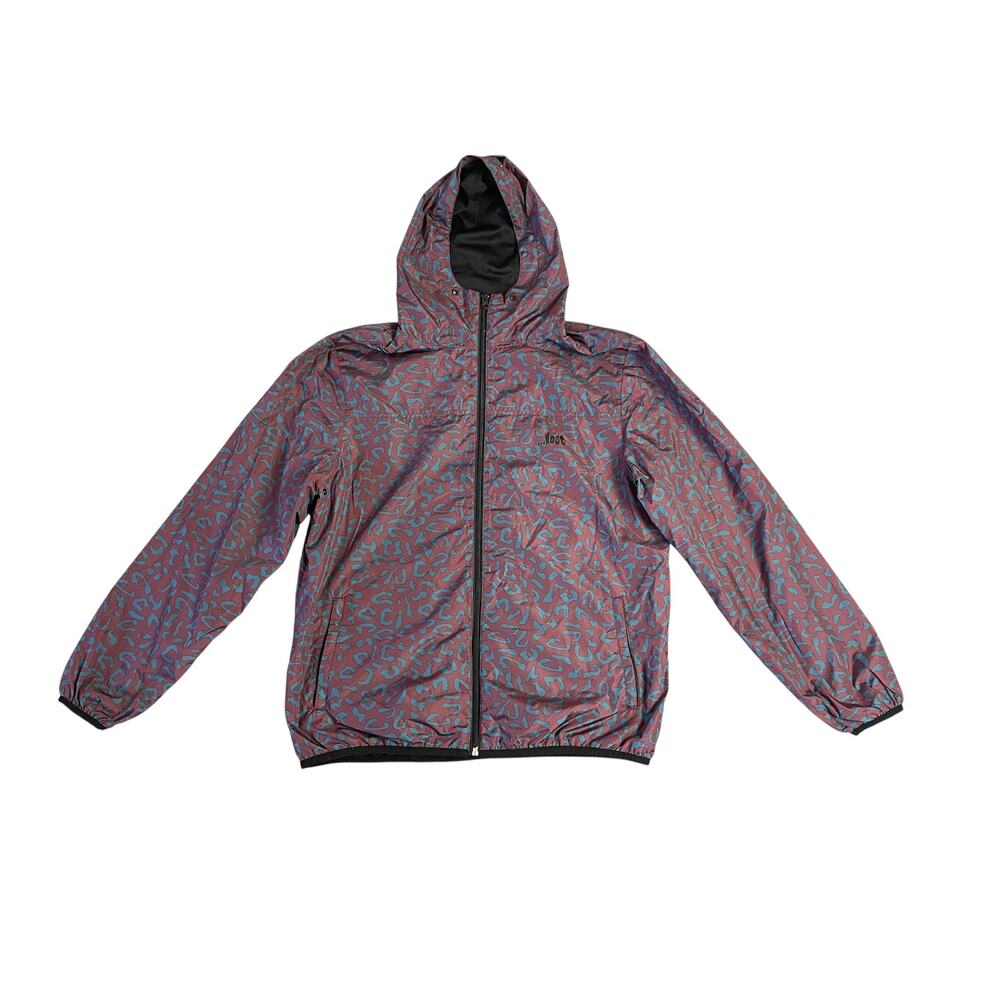Lost Animal Print Hooded Windbreaker Jacket SZ Medium Streetwear Gorpcore